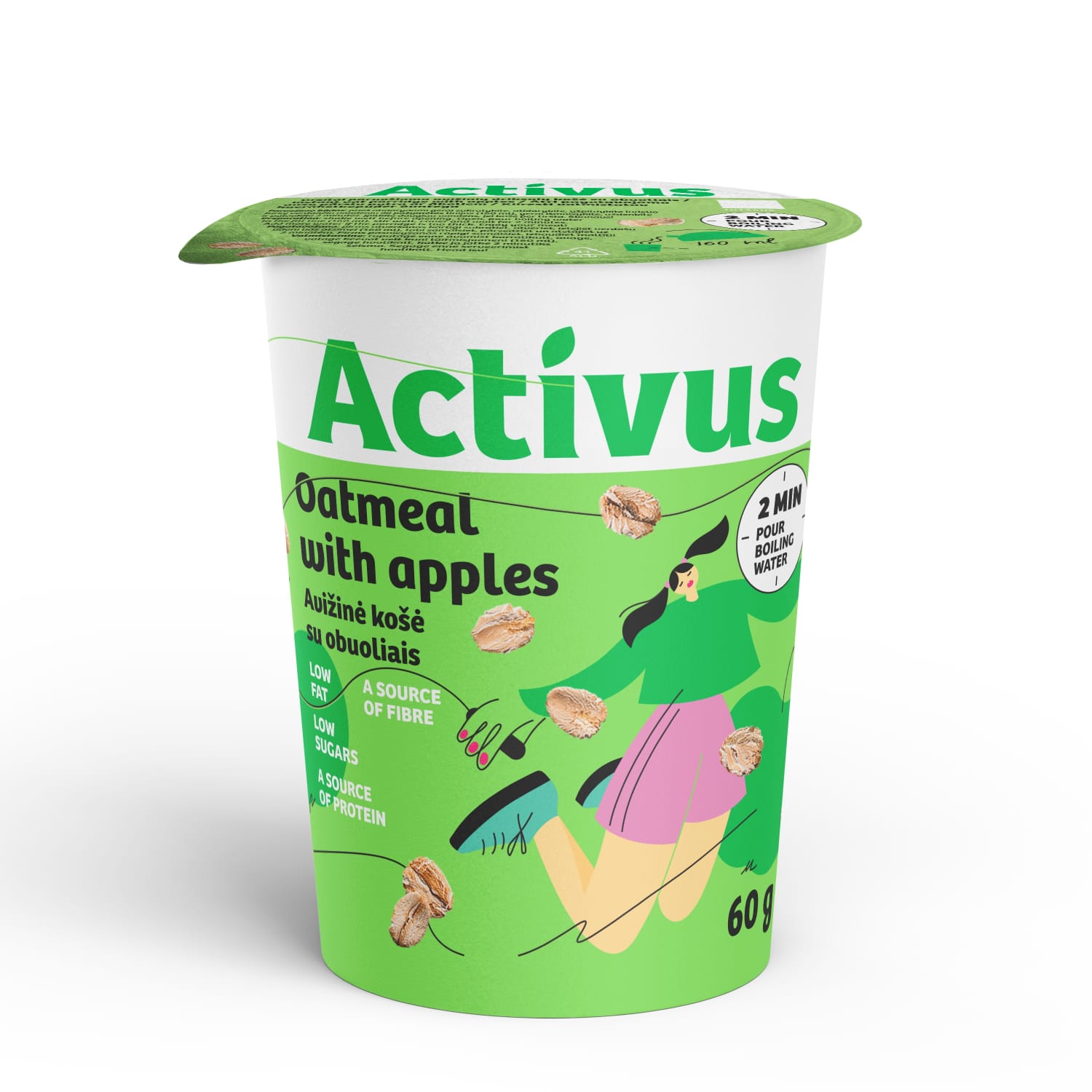 Oat flakes porridge with apple ACTIVUS, 60 g