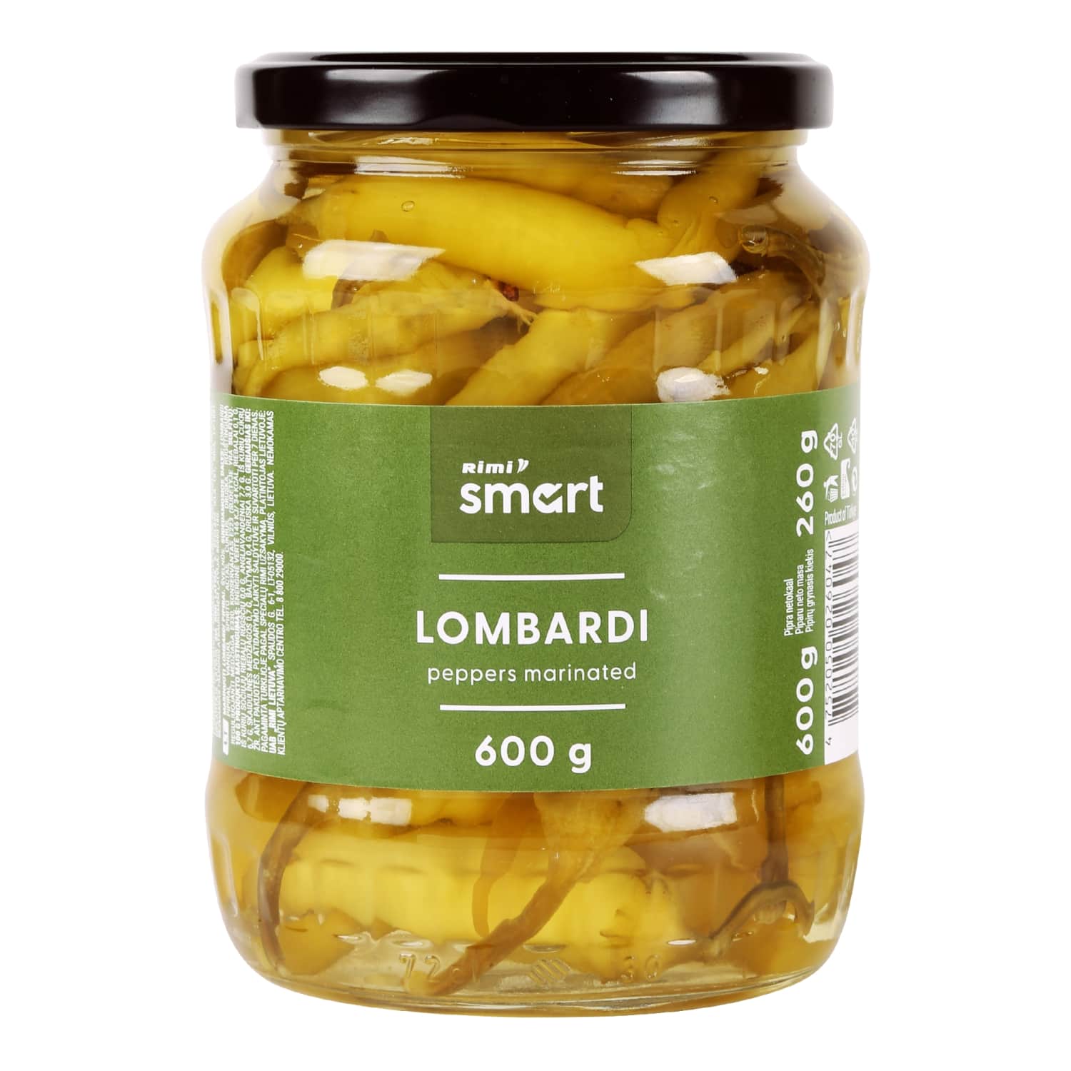Marinated LOMBARDI peppers RIMI SMART, 600 g / 260 g