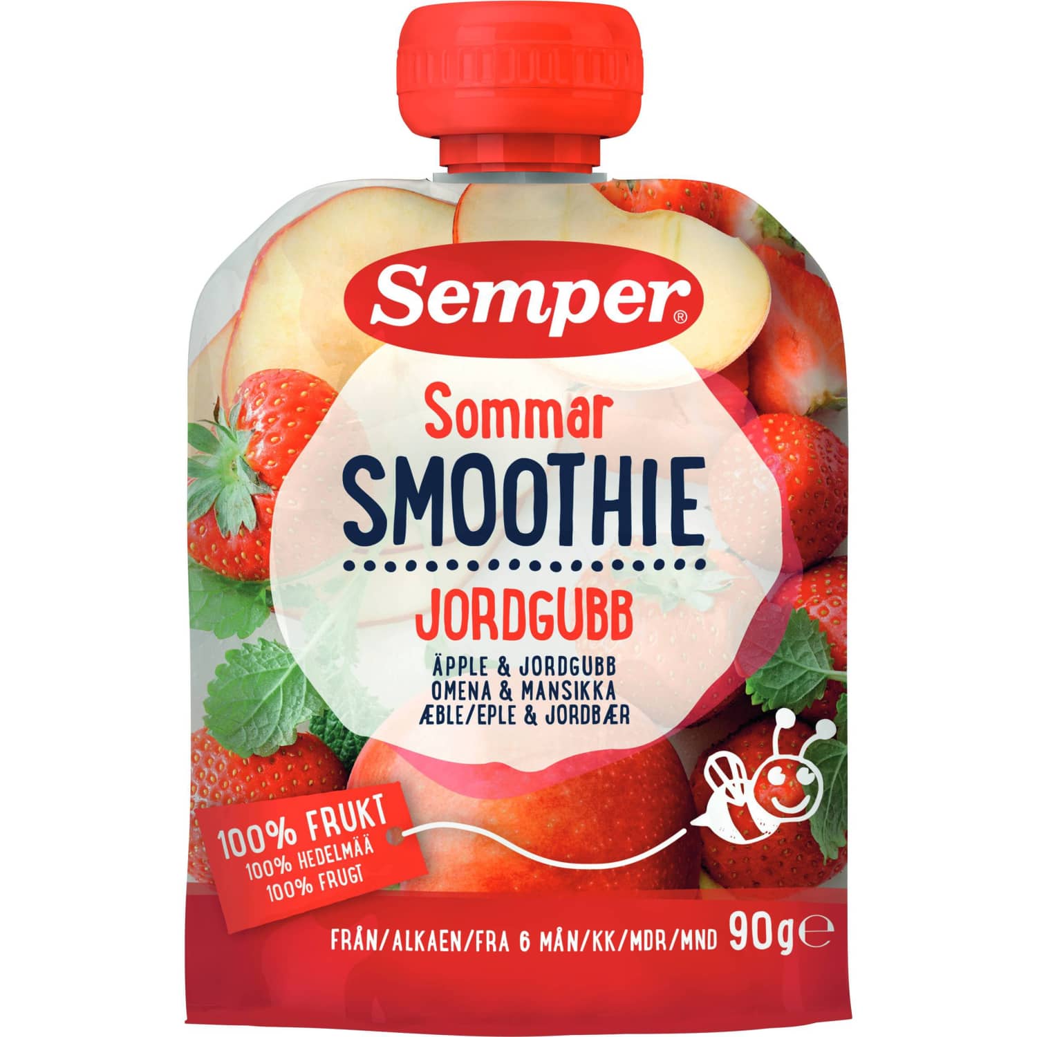 Питьевое яблочно-клубничное пюре SMOOTHIE, 90 г