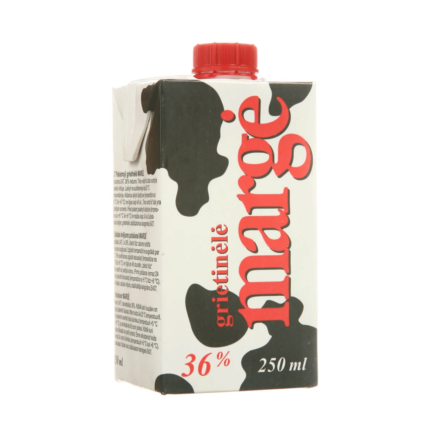 Сливки MARGĖ, 36% жира, 0,25 л