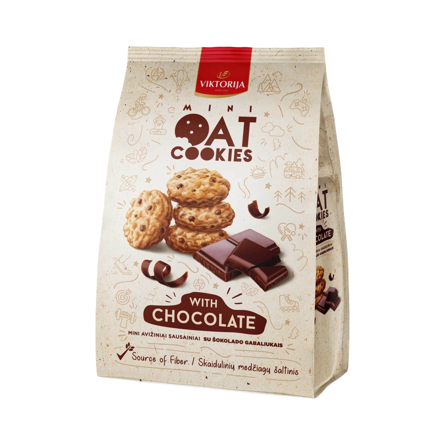 Oatmeal cookies with chocolate pieces, 250 g