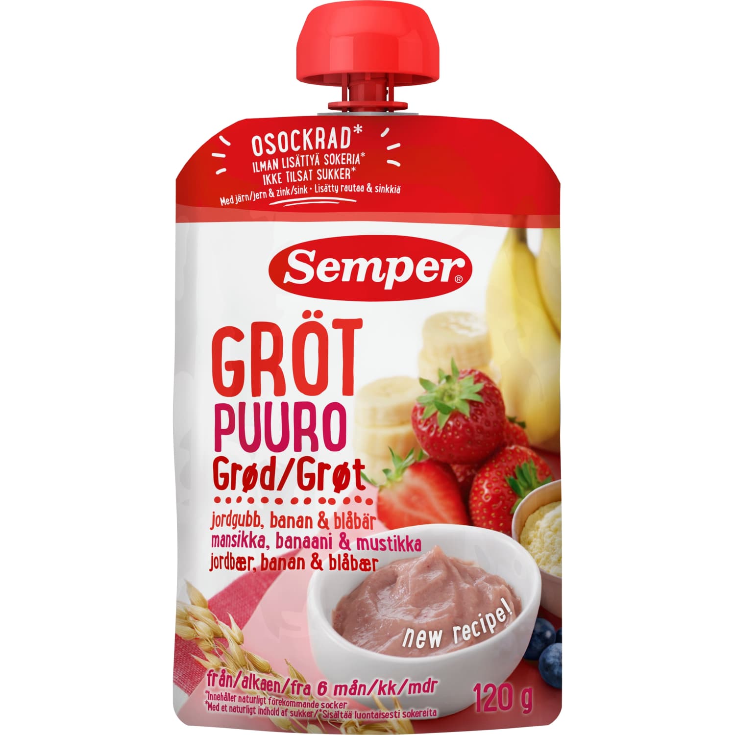 Oatmeal porridge with strawberries and banana SEMPER, 120 g